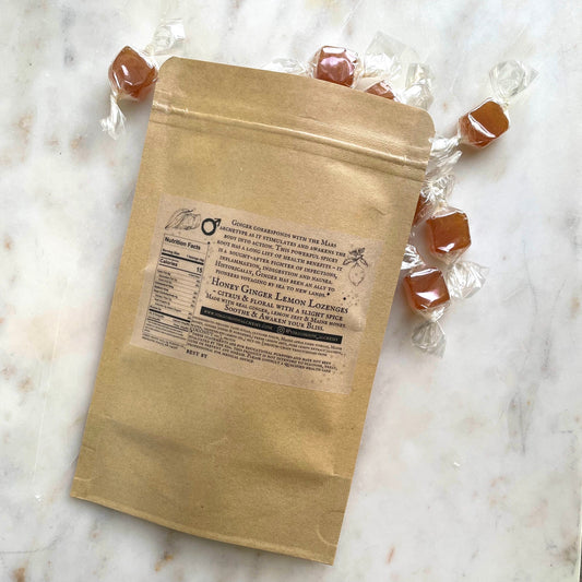 Honey, Ginger & Lemon Lozenges are formulated with freshly grated organic lemon zest & ginger! Made with local Maine honey & apple cider vinegar.
This powerful spicy root has a long list of health benefits - it is a sought-after fighter of infections, inflammation, indigestion and nausea.