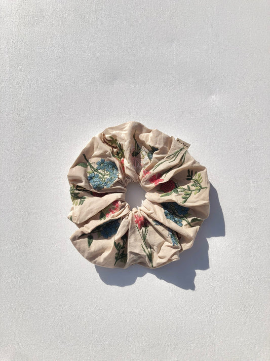 Embroidered Herb Scrunchies 100% cotton