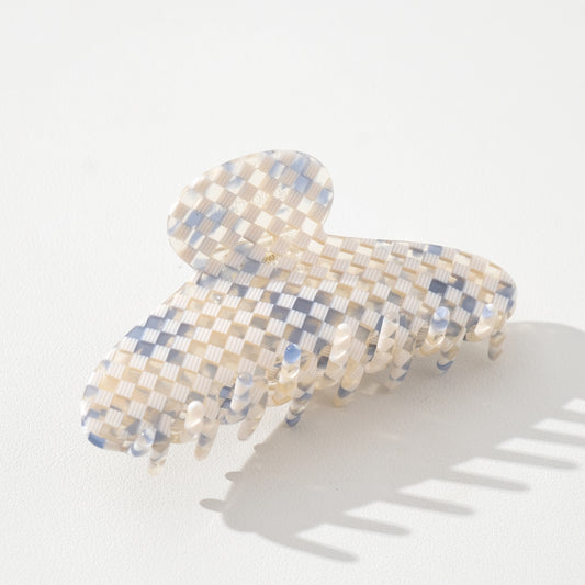 Large Blue Checker Claw Clip