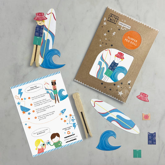 Children love to craft, create, & this peg doll is no exception. Not only a fun activity, this peg doll also sparks imaginative play. Each surfer, ballerina, or fairy comes with a variety of options for personalization! Each kit is plastic free & lovingly assembled by hand.