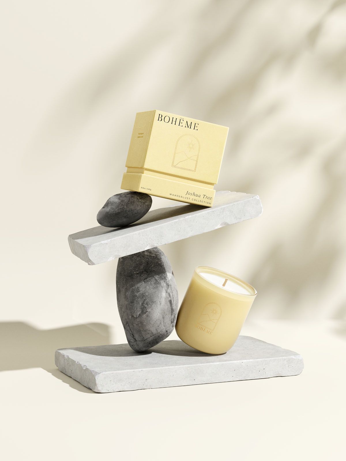 Clean, All Natural, Sustainable Soy, Vegan, Phthalate Free Joshua Tree Candle. The top, middle and bottom feature three different scents so this is like three candles in one! Bergamot and agave to tuberose and cactus blossom to amber and patchouli.