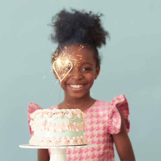 birthday heart sparkler candles gold