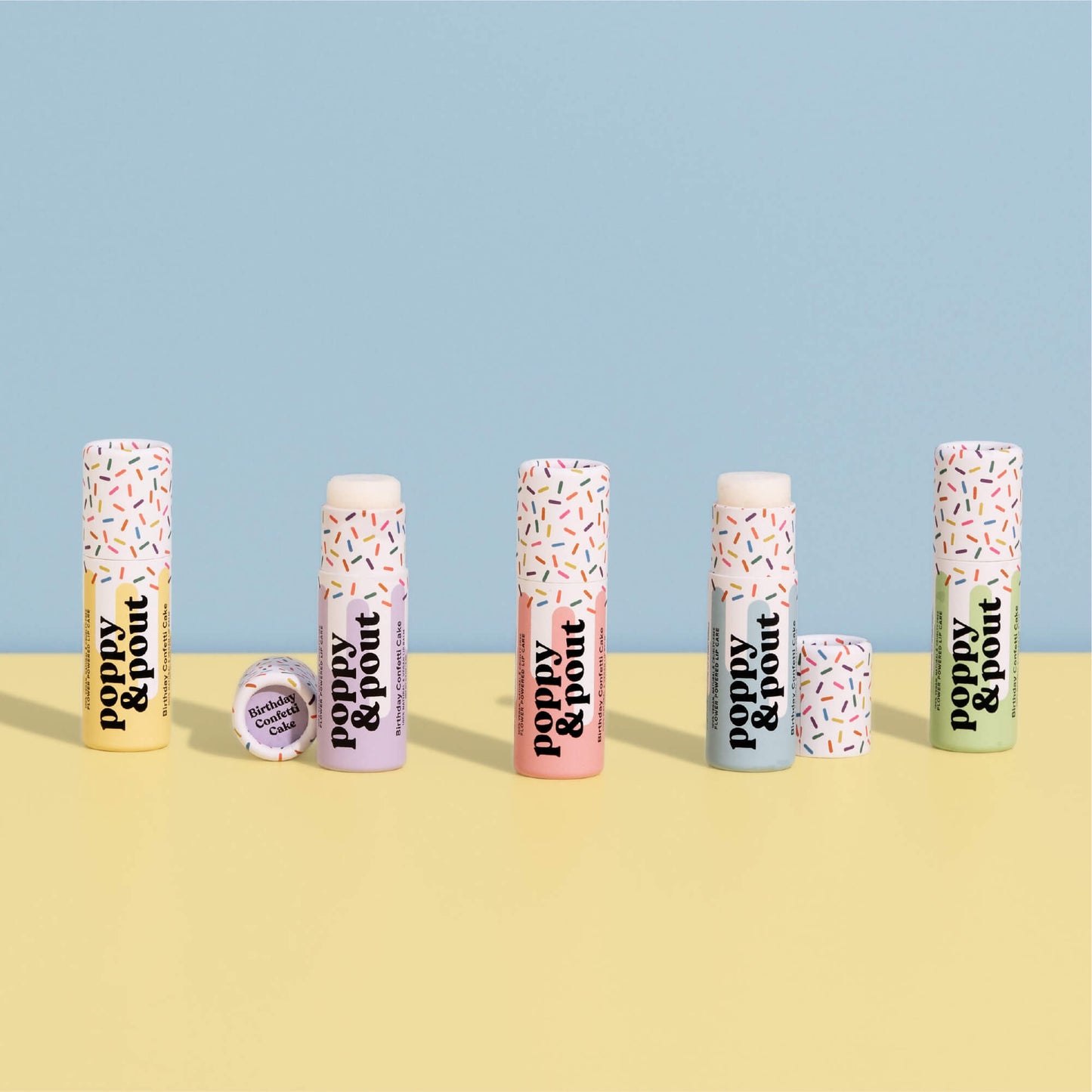 This birthday-inspired lip balm smells like vanilla cake with sweet, subtle notes of raspberry. Super smooth vegan formula uses 100% natural ingredients like sunflower wax to keep your lips hydrated all day long!