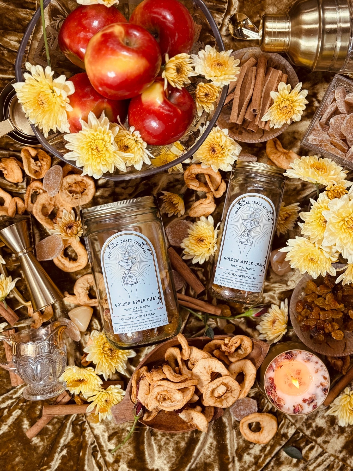 Apples, Cinnamon, Turmeric, Ginger, and Cardamom merge magically to create a cocktail that is as comforting as your favorite warm fuzzy sweater. Plus, these herbs also are anti-inflammatory so maybe less of a hangover too? Ha!
