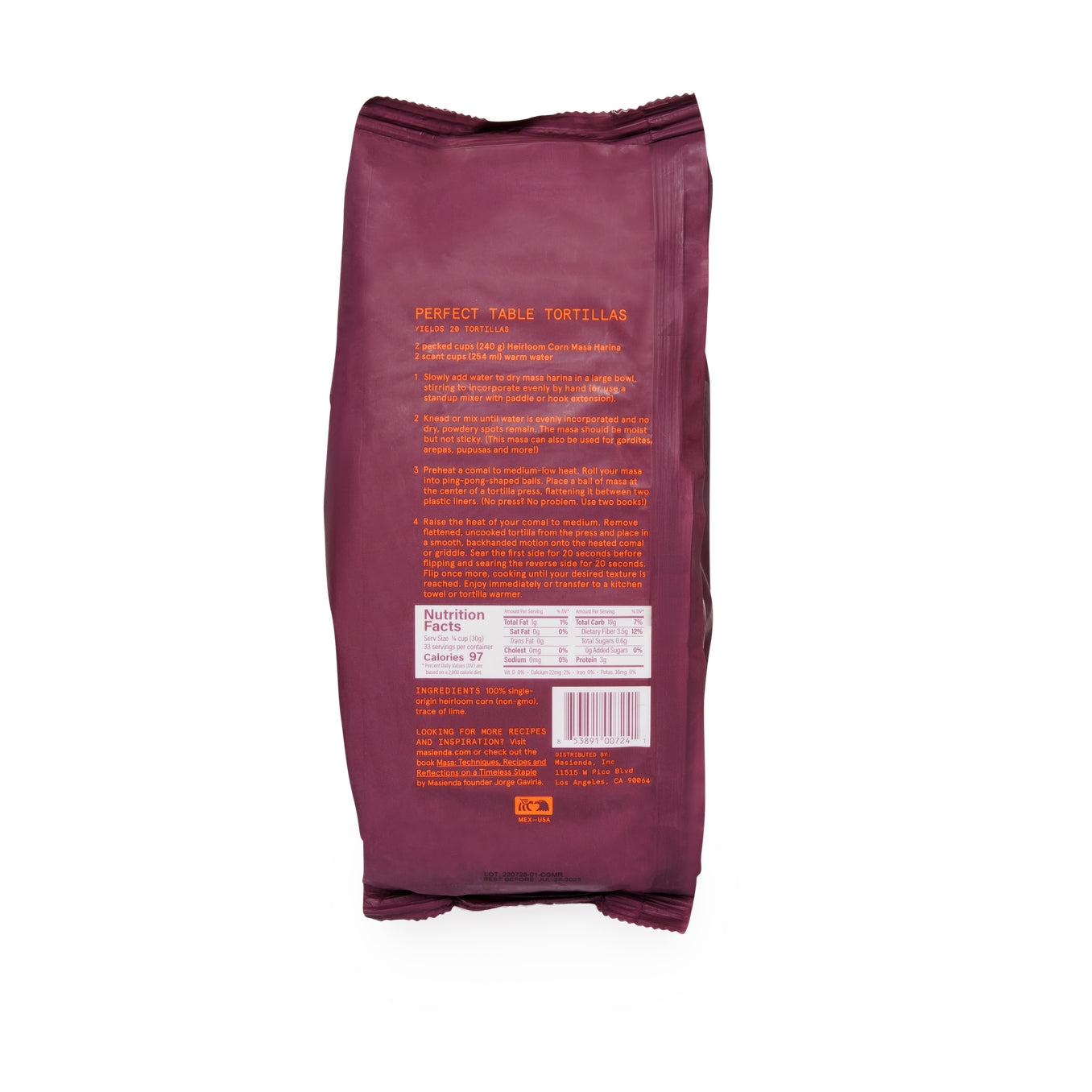 Masienda's best-selling Heirloom Red Corn Masa Harina is a fine-ground nixtamalized corn flour. Its deep flavor comes from high quality heirloom corn, which is cooked, slow dried and milled to perfection in small batches. Never genetically modified. Always gluten-free.
