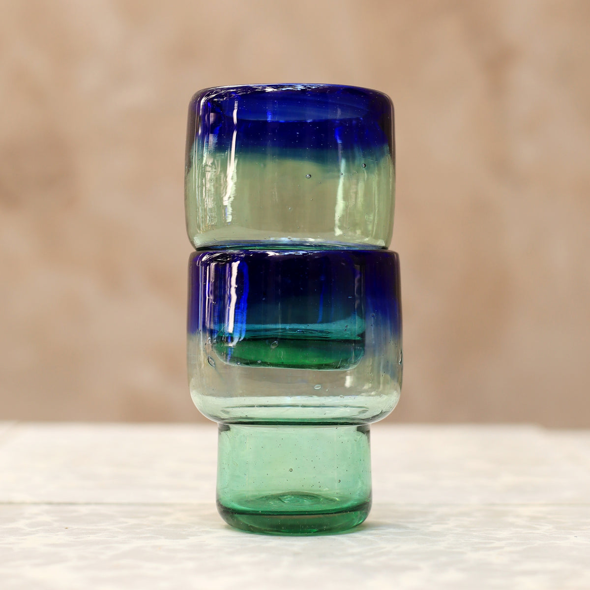 Handblown Stacking Glass Tumbler Set