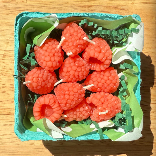 Beeswax Raspberry Birthday Candles