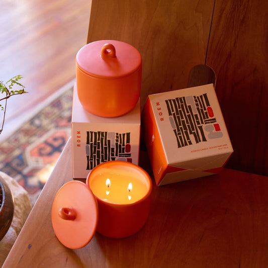 Roen candles are hand poured in their Southern California studio using a coconut + soy wax blend for a natural, clean burn. They use lead-free cotton wicks and premium fragrance oils. All of their candles are vegan, cruelty-free, phthalate-free, paraben-free, carcinogen-free and packaged in fully recyclable materials. 