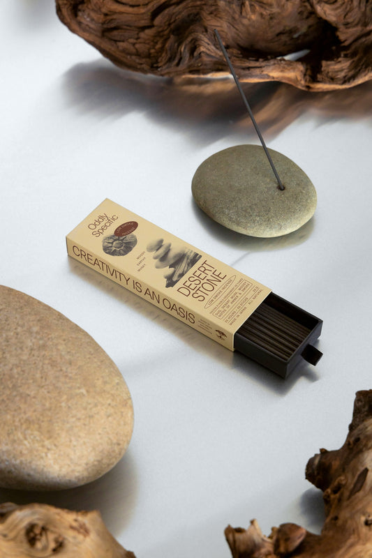 A moment for mystery. Awaken your senses with the captivating essence of oud, resinous wood, warm desert musk, and amber smoke. The oasis is within. Made in Japan using natural ingredients, low smoke incense creates a unique and comforting experience. Contains 50 sticks.