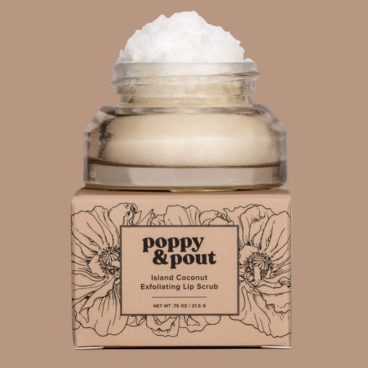 poppy and pout flower powered lip scrub made with a clean combination of natural ingredients