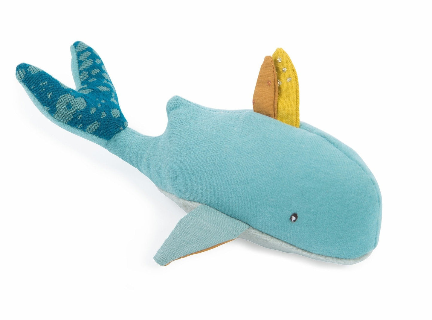 Josephine the Blue Whale, is a delightful friend made of linen, velvet and embroidered jersey ready to discover the world! By Moulin Roty