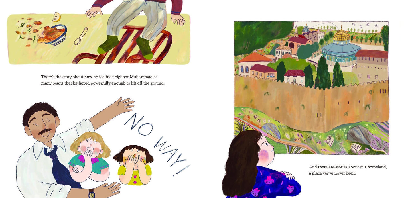 A Palestinian family celebrates the stories of their homeland in this moving autobiographical picture book debut by Hannah Moushabeck. With heartfelt illustrations by Reem Madooh, this story is a love letter to home, to family, and to the persisting hope of people that transcends borders.