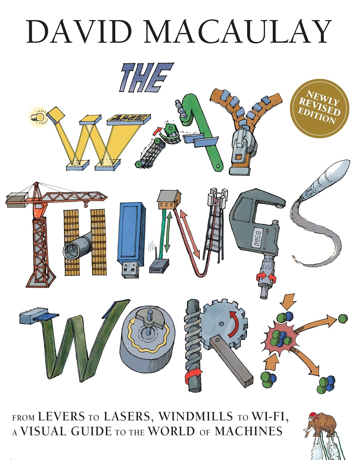 Book cover of 'The Way Things Work' by David Macaulay with illustrations of various machines.
