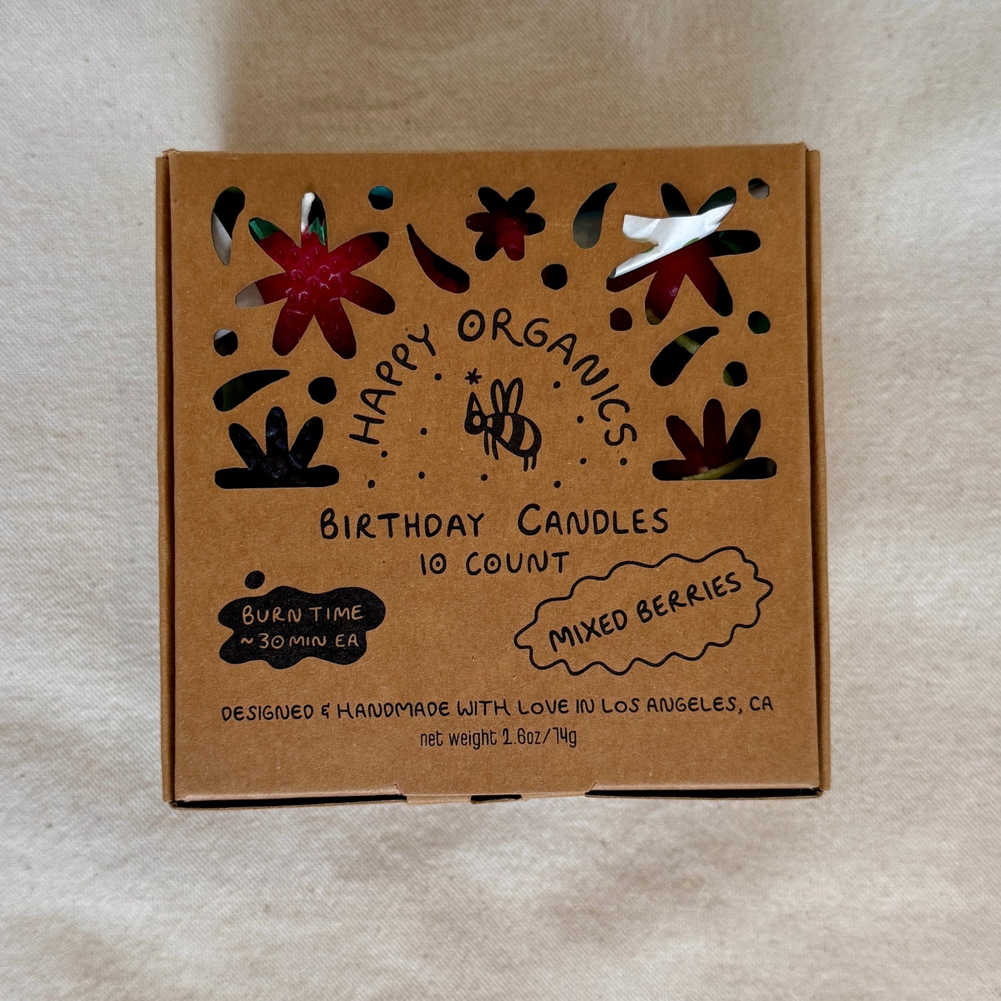 Beeswax Mixed Berry Birthday Candles happy organics