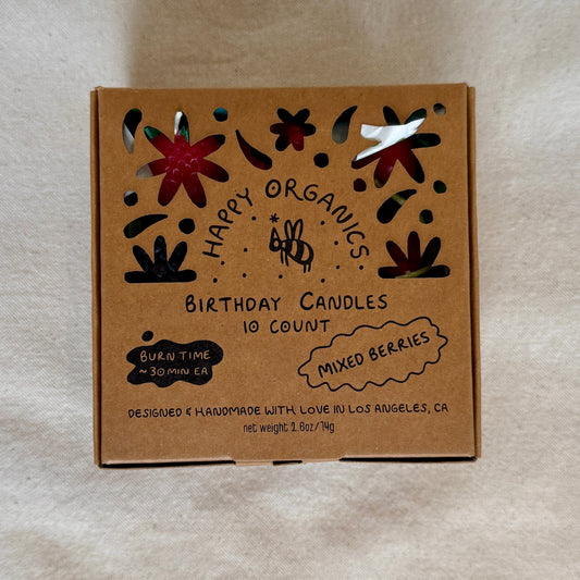 Beeswax Mixed Berry Birthday Candles happy organics