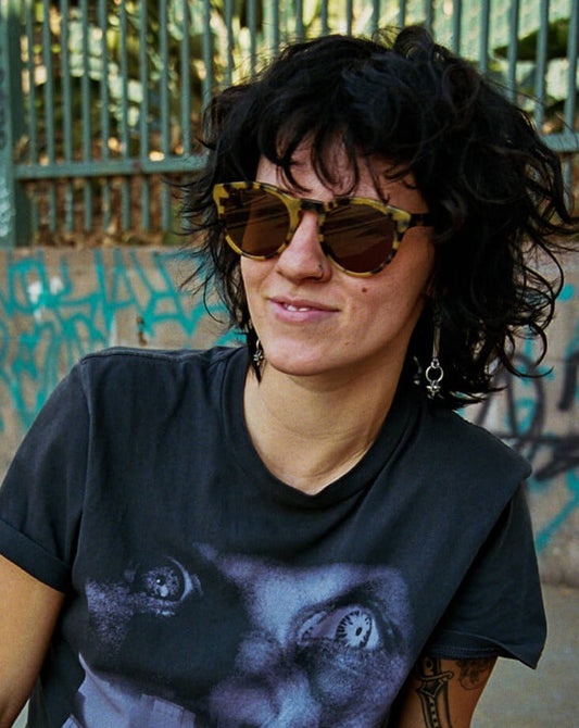 The Shake Appeal is a larger-than-average keyhole frame. It's fairly narrow, but its thin, adjustable temples allow for a more universal fit. Handcrafted bioacetate frames—biodegradable, plant-based, earth-friendlier. Rx-ready.