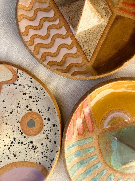 Wax Resist Ceramic Incense Dish