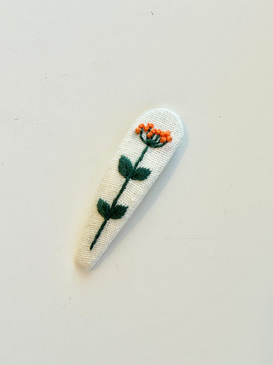 Teardrop Embroidered Hair Barrettes