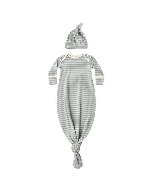 Knotted Baby Gown and Hat Set