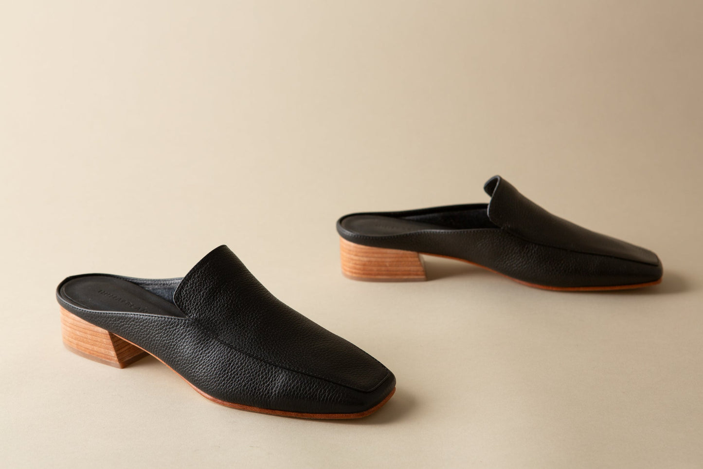 Felix Heeled Mule in Coal Leather