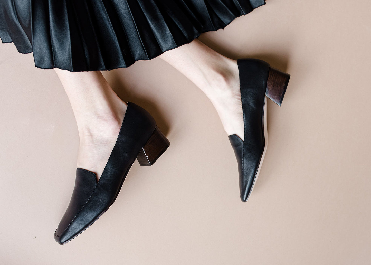 Charlie Heeled Mule in Coal Leather
