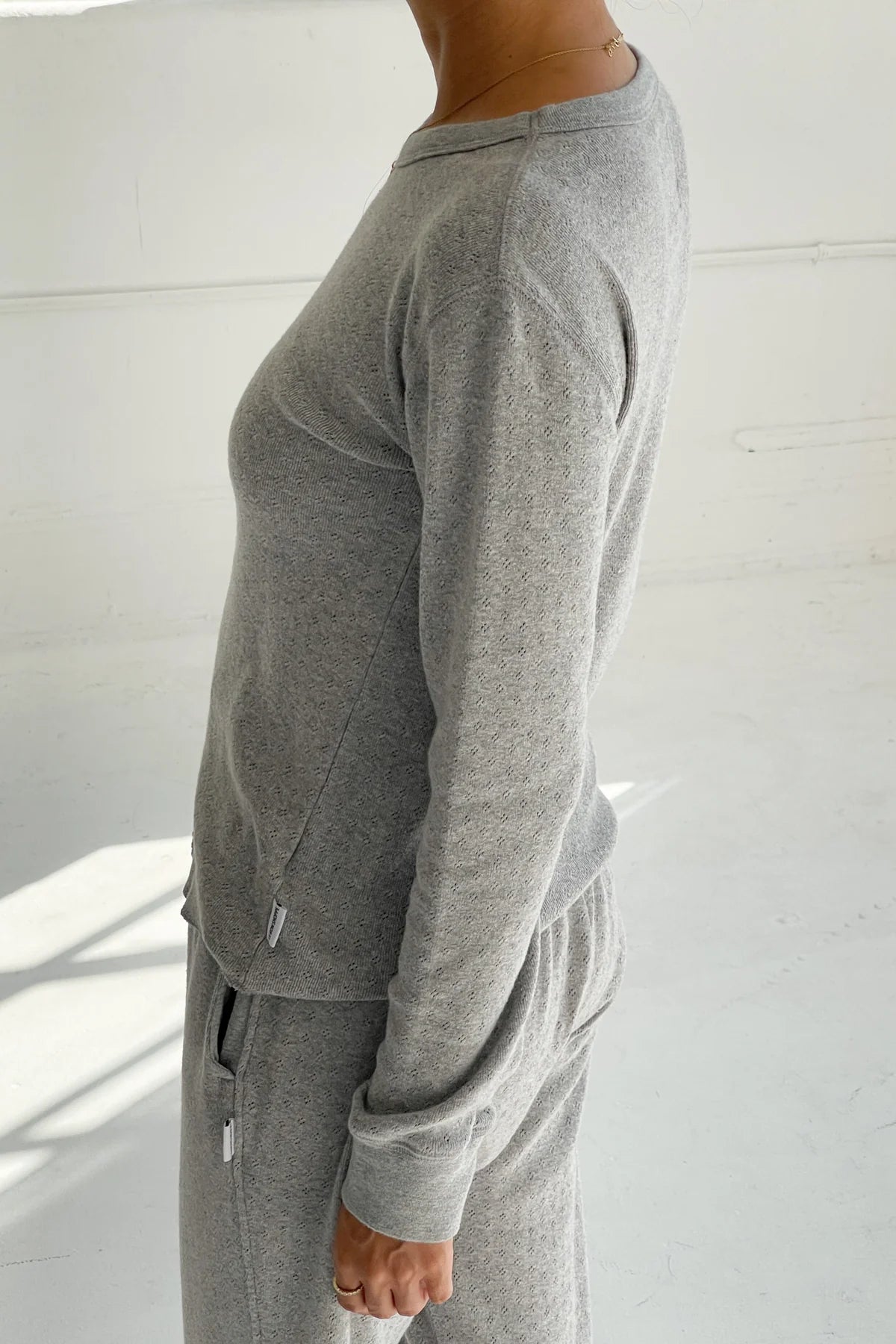 Pointelle Fundamental Long Sleeve Shirt