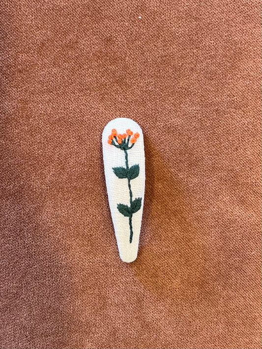 Teardrop Embroidered Hair Barrettes