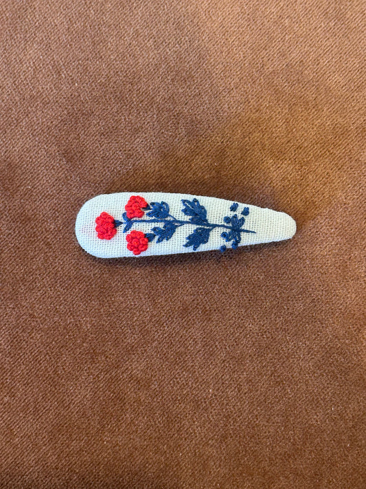 Teardrop Embroidered Hair Barrettes