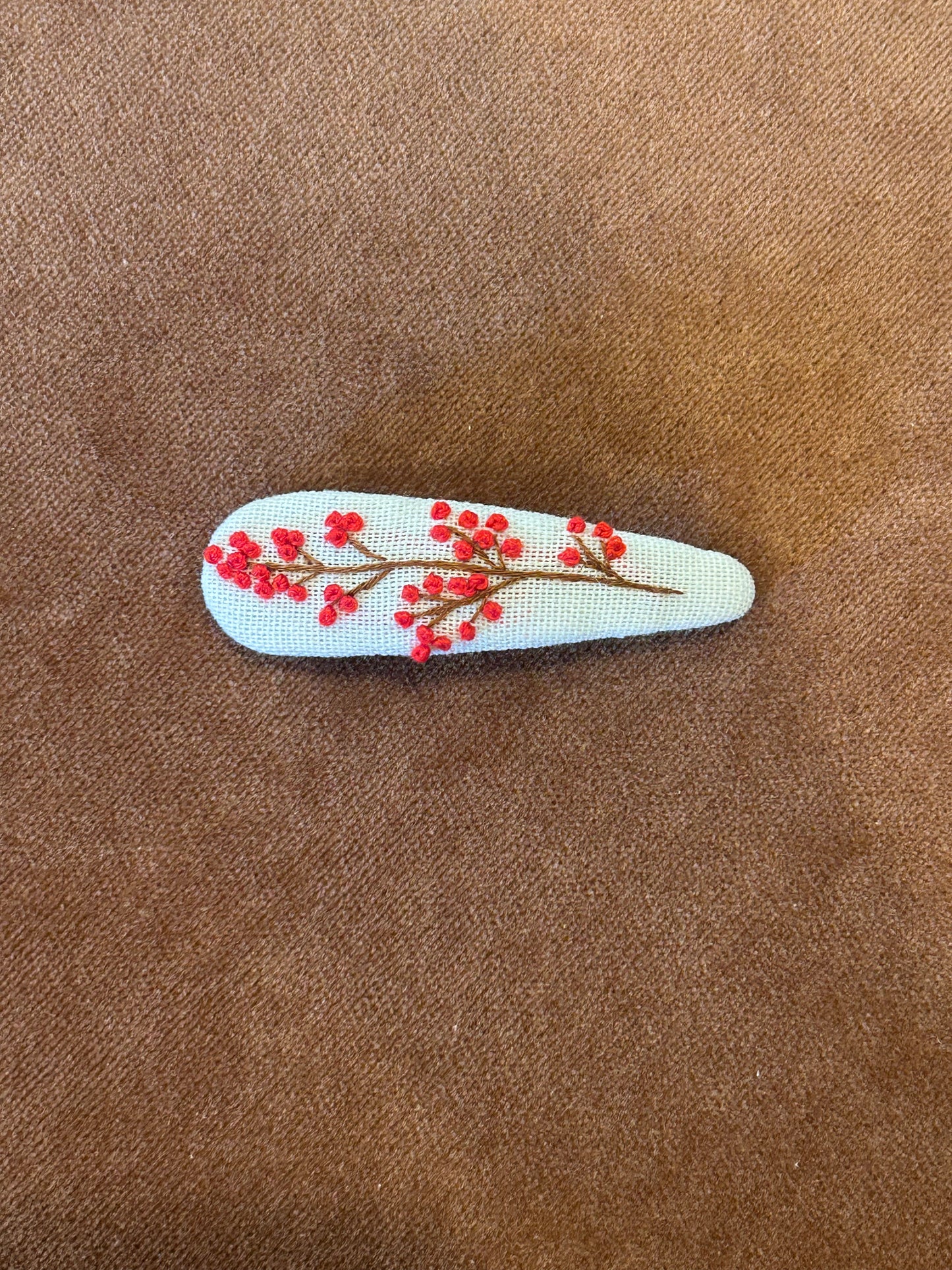 Teardrop Embroidered Hair Barrettes