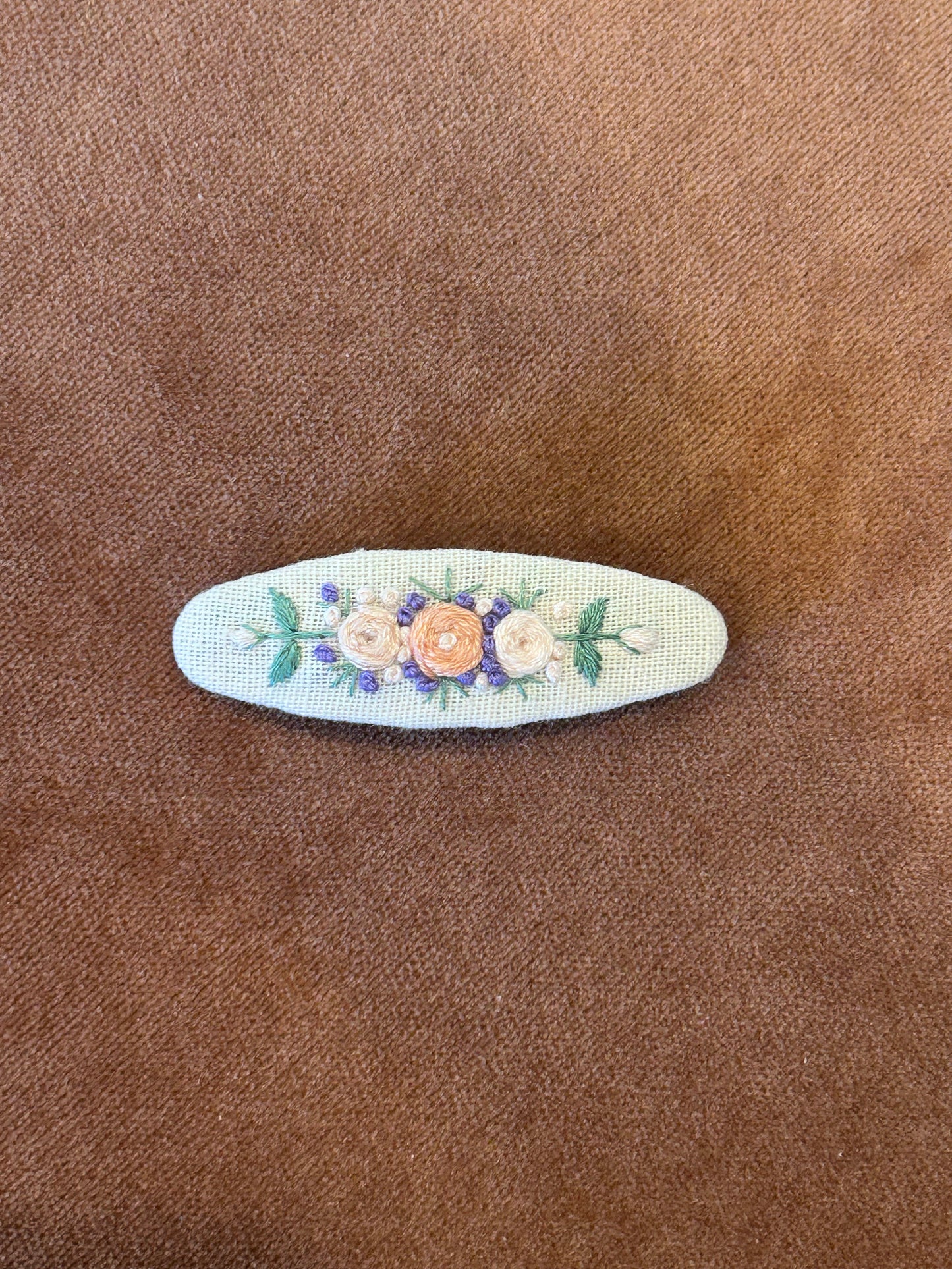 Flower Garden Embroidered Hair Barrettes