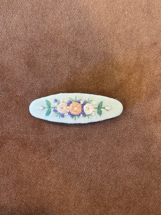 Flower Garden Embroidered Hair Barrettes
