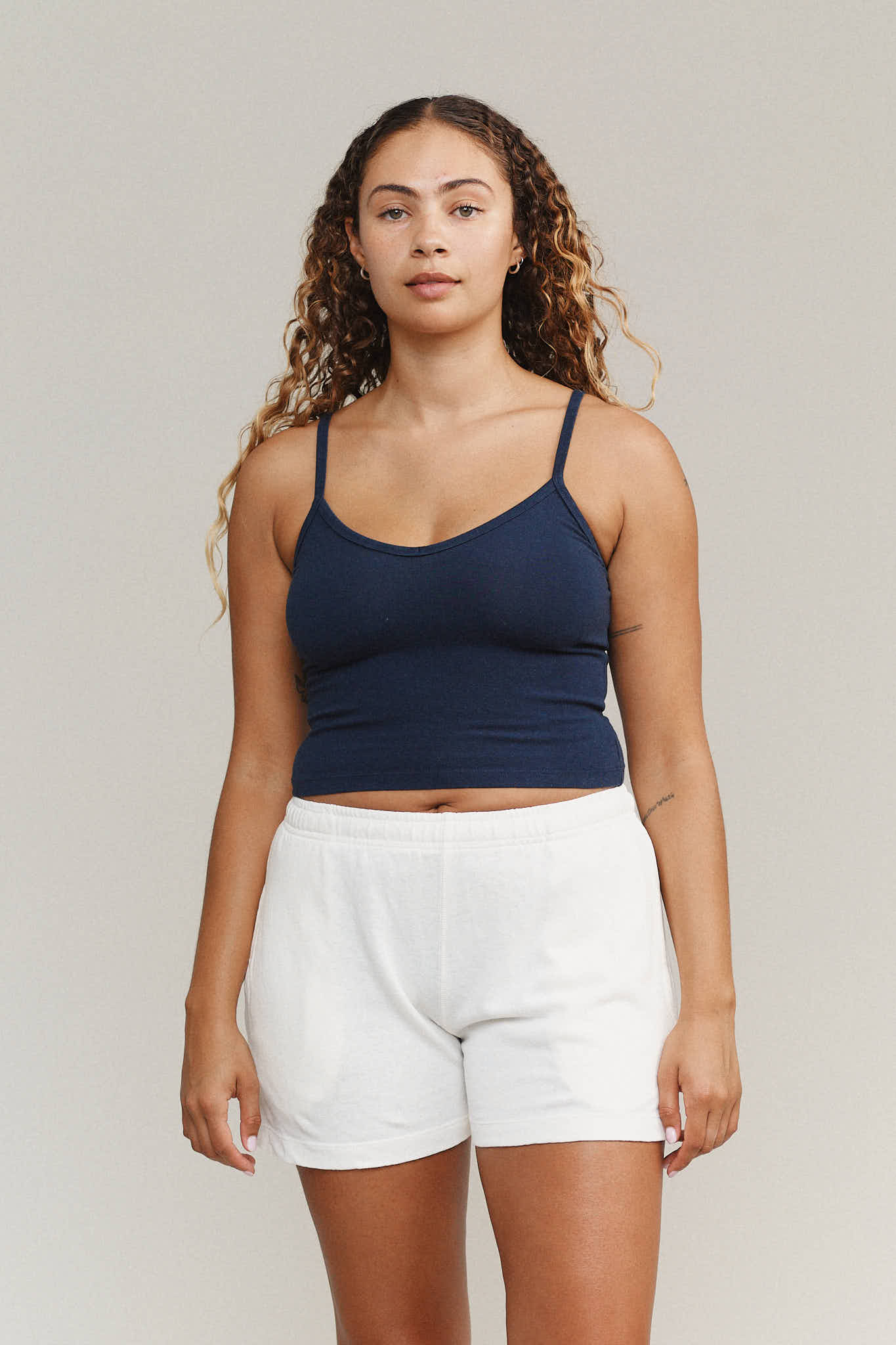 Hemp and cotton spaghetti tank top