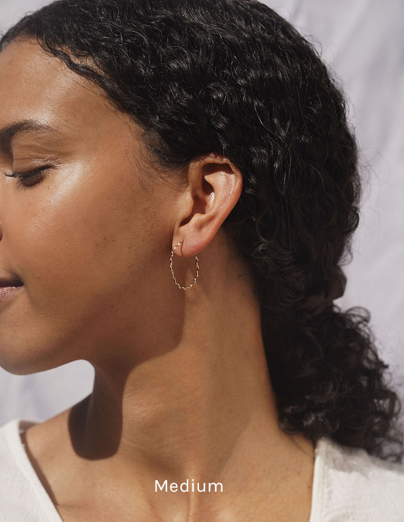 baleen jewelry gold filled krinkle hoop earrings