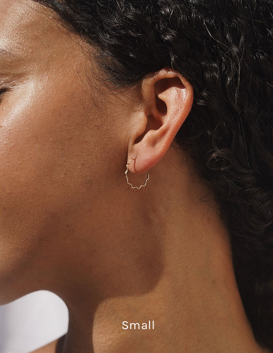 baleen jewelry gold filled krinkle hoop earrings