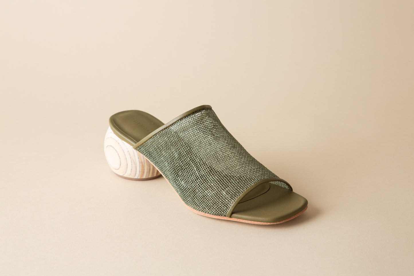 Mila Heeled Mule in Olive Jute