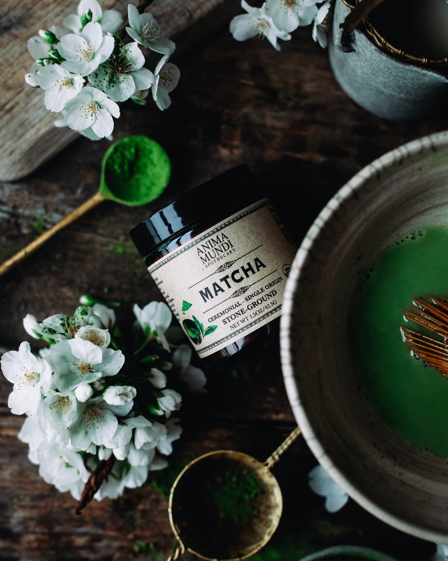 Anima Mundi's ceremonial grade Matcha is carefully crafted in small batches on a regenerative and sustainable 4th generation family farm. What sets this Matcha apart is its pure and pristine nature, a testament to our dedication to organic farming practices and traditional processes.
