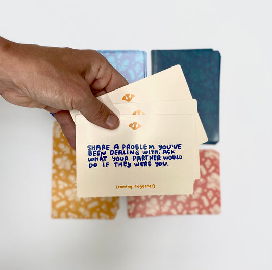 This relationship deck has 52 prompts for getting to know your romantic partner on a whole new level. From understanding the basics of who they are (who are they, really?!) to leaning into the tough stuff and coming back into each other's arms, our cards ask the tender questions, so you don't have to do it alone.