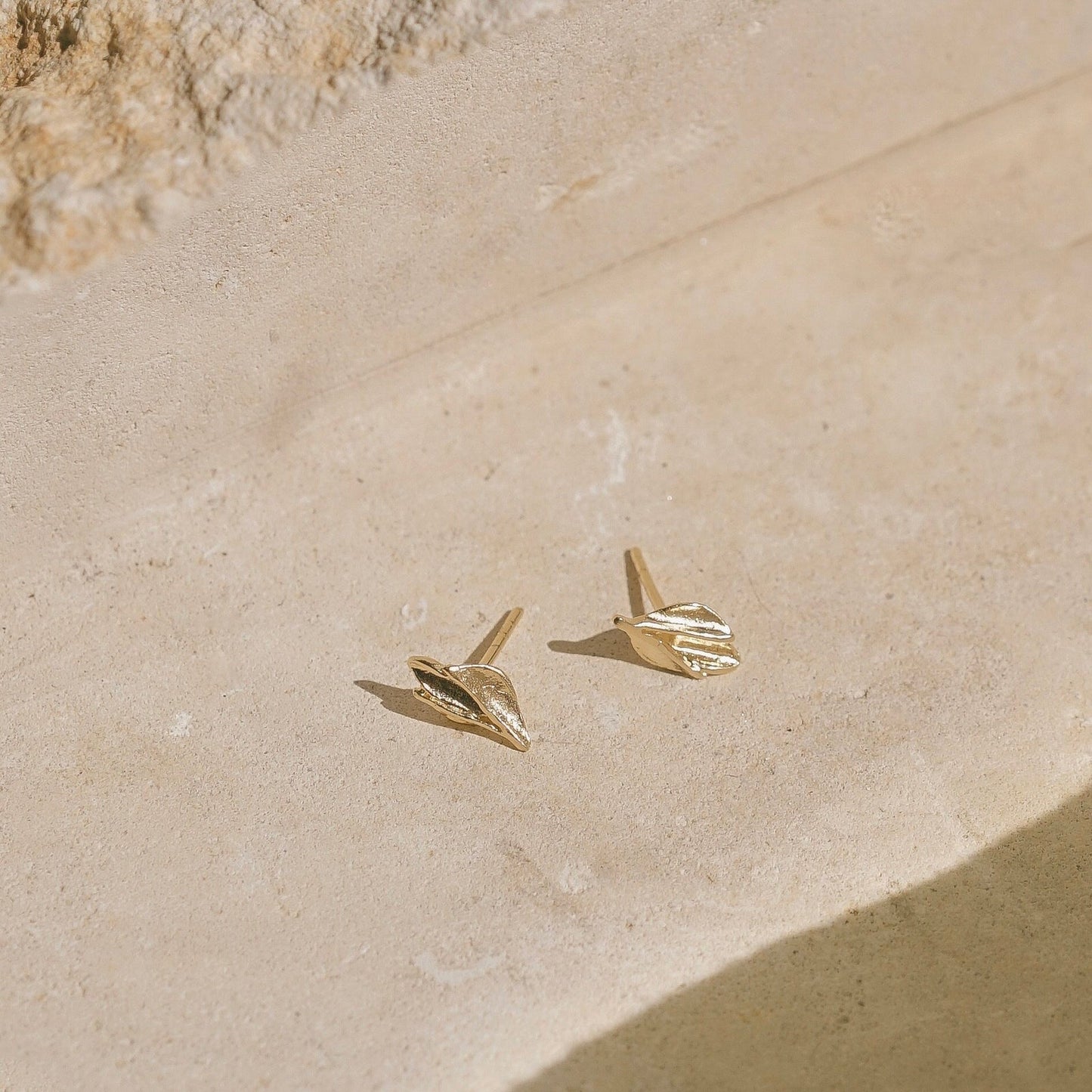 Floral inspired blooming gold vermeil stud earring. Handmade in the Santa Cruz Mountains.