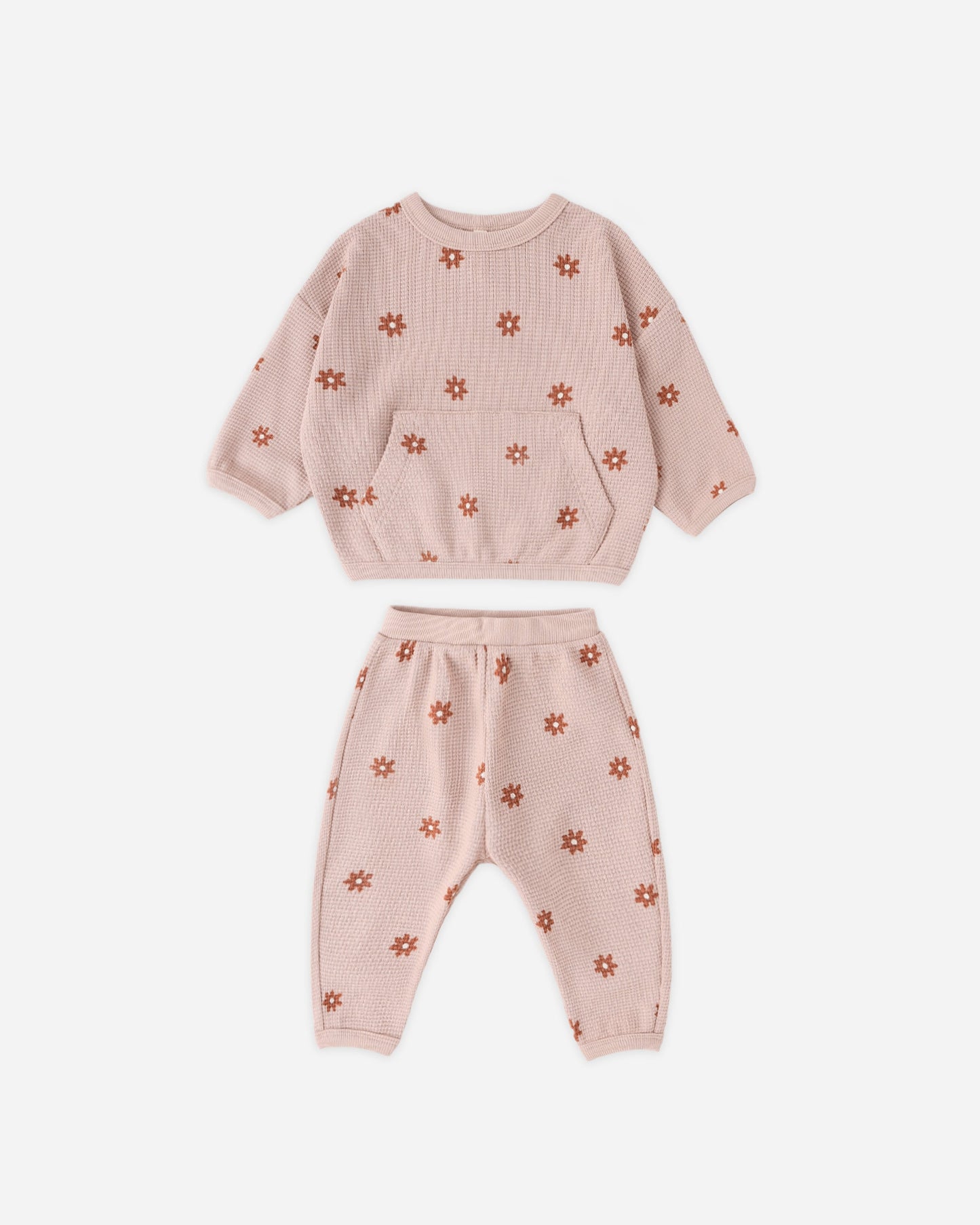 Pink Daisy Waffle Sweater Set