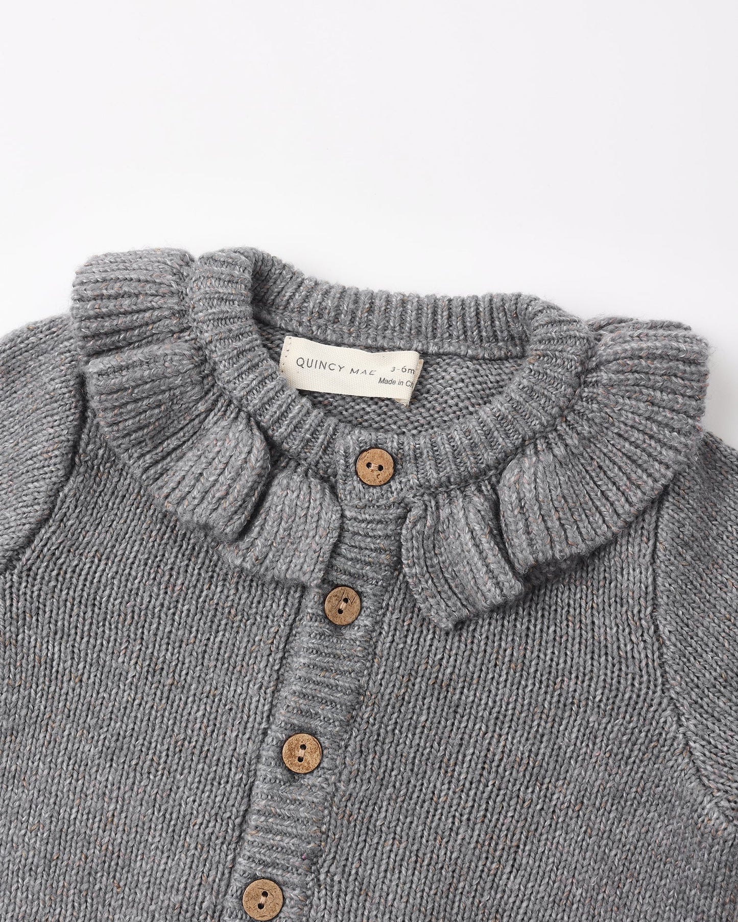 Slate Ruffle Collar Cardigan