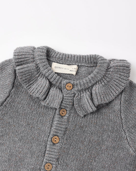 Slate Ruffle Collar Cardigan
