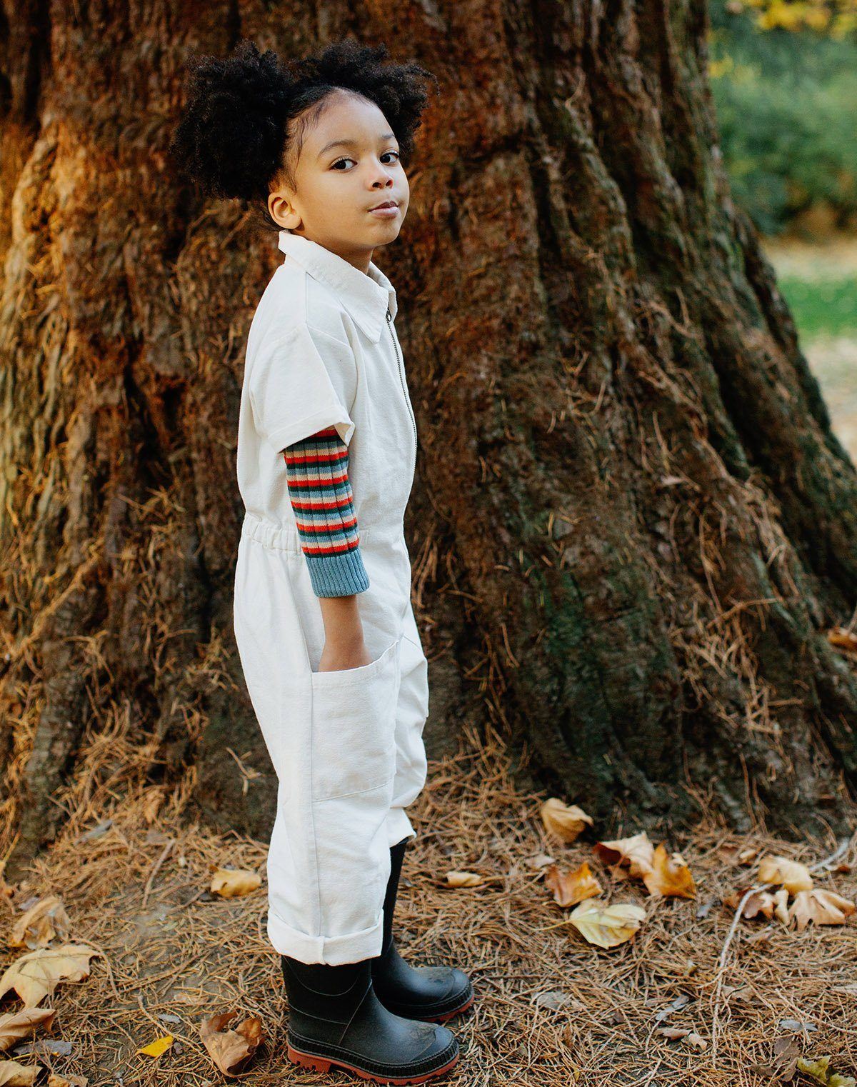 Noble's Utility Suit is durable enough to hold up to your child’s play, but also soft enough to be against their delicate skin all day. Made in Peru with GOTS certified organic Pima cotton canvas.