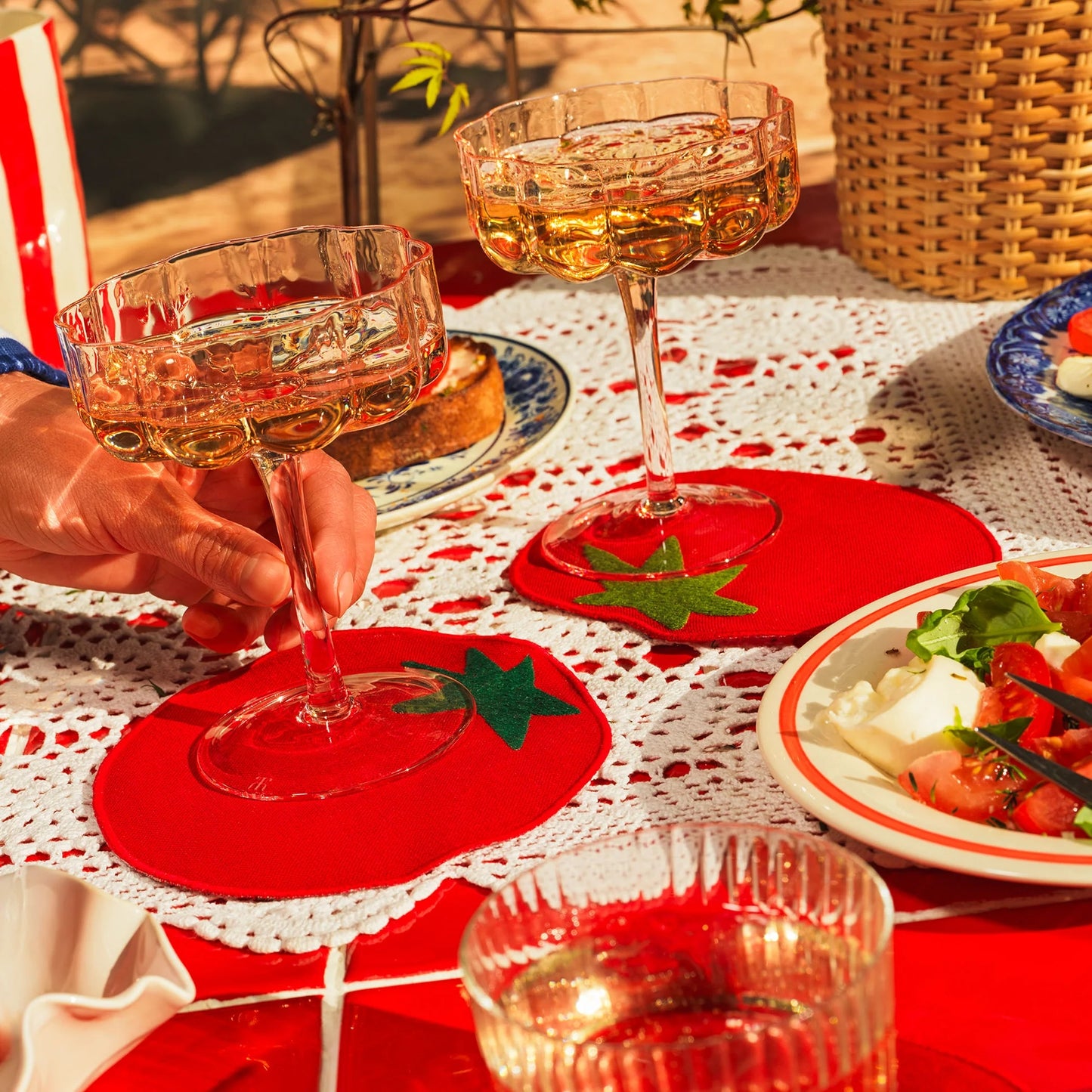 peacework puzzles tomato linen cocktail napkins set