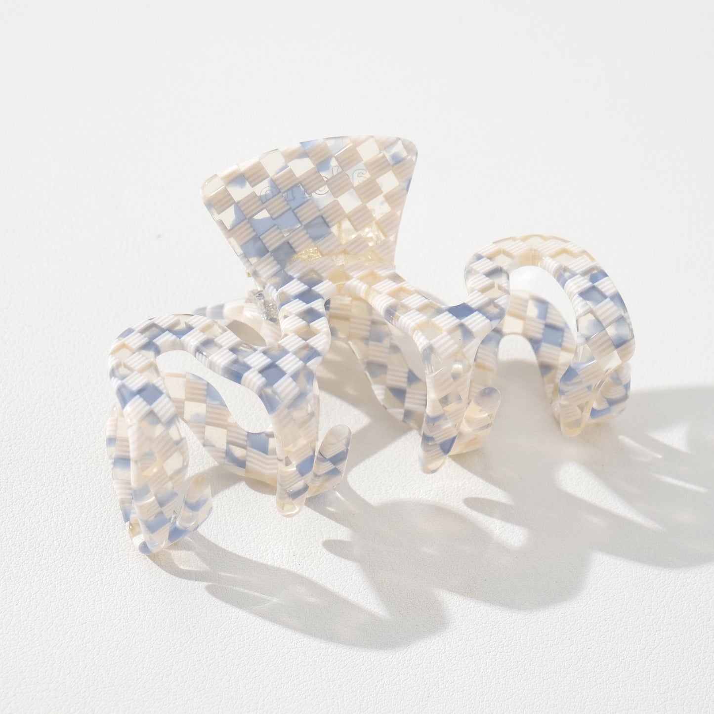 Large Blue Checker Claw Clip