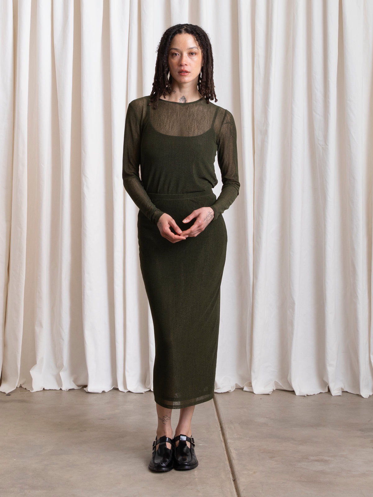 Mesh Pencil Skirt