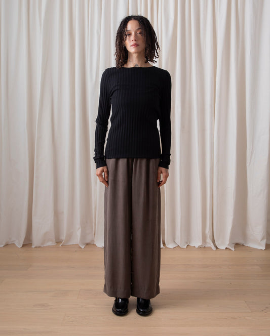 Ali Golden Ribbed LS Shirt Black