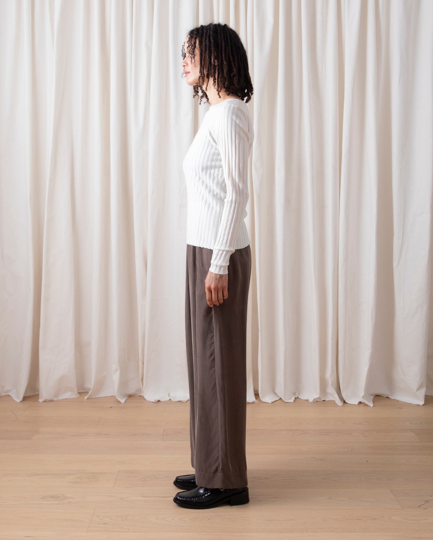 Ali Golden Ribbed LS Shirt bone