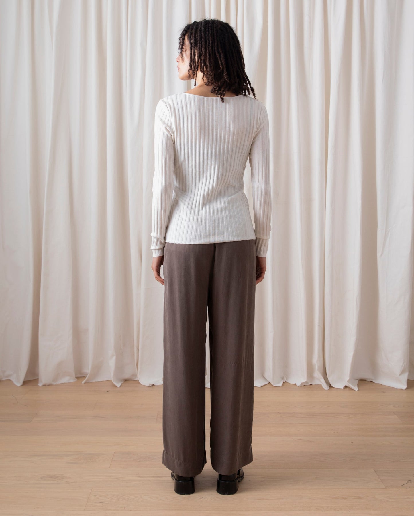 Ali Golden Ribbed LS Shirt bone