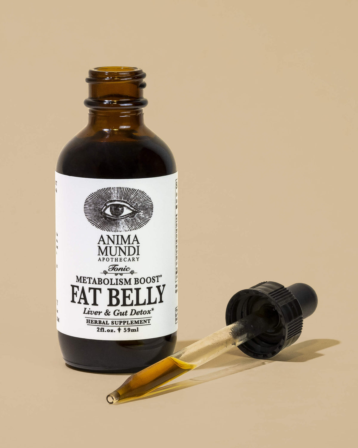 anima mundi fat belly tonic / We live in a world where there is an abundance of bad fats within the marketplace. This formula was designed with the intention to help assist fat breakdown, boost healthy digestion, detox and to boost metabolism.