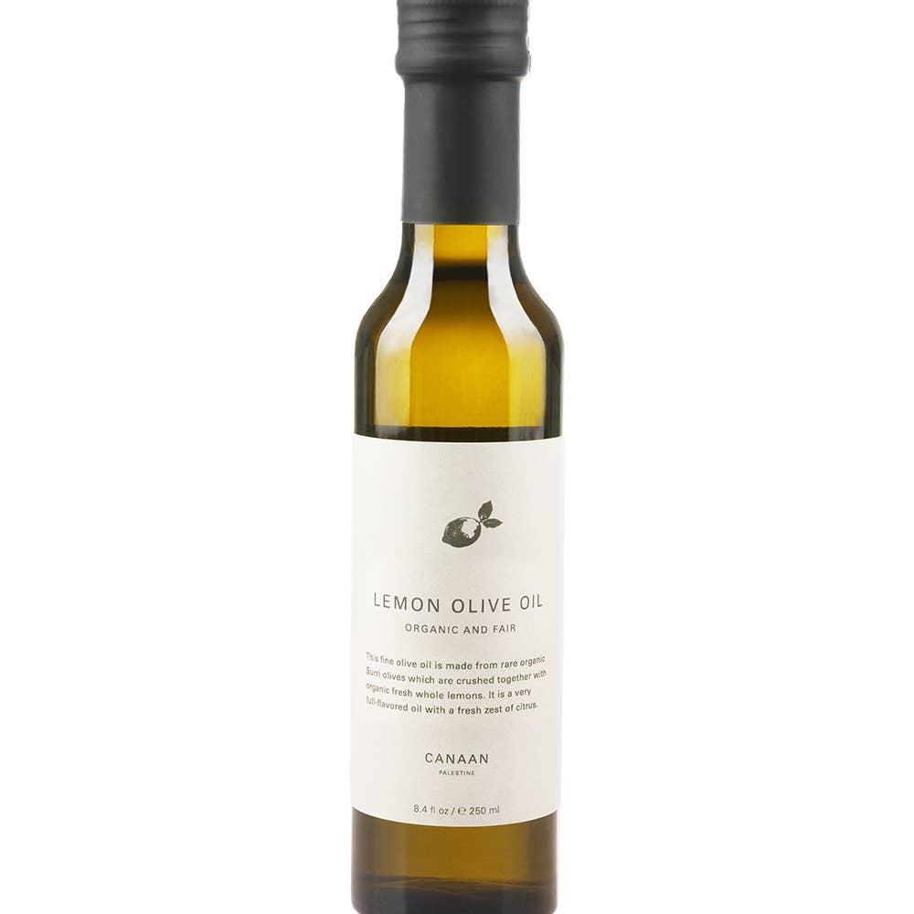 Lemon olive oil is created by pressing select indigenous surri olives with fresh whole lemons. Canaan-fused olive oil is only prepared once a year during the olive harvest. Canaan’s flavor packed varieties offer a palate of perfection for dipping, drizzling, or cooking vegetables, meat or seafood.